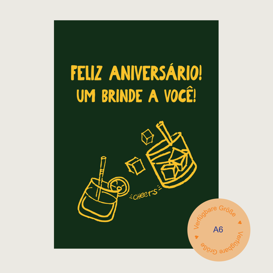 4er-Set Postkarte PT "Feliz aniversário" Green - A6