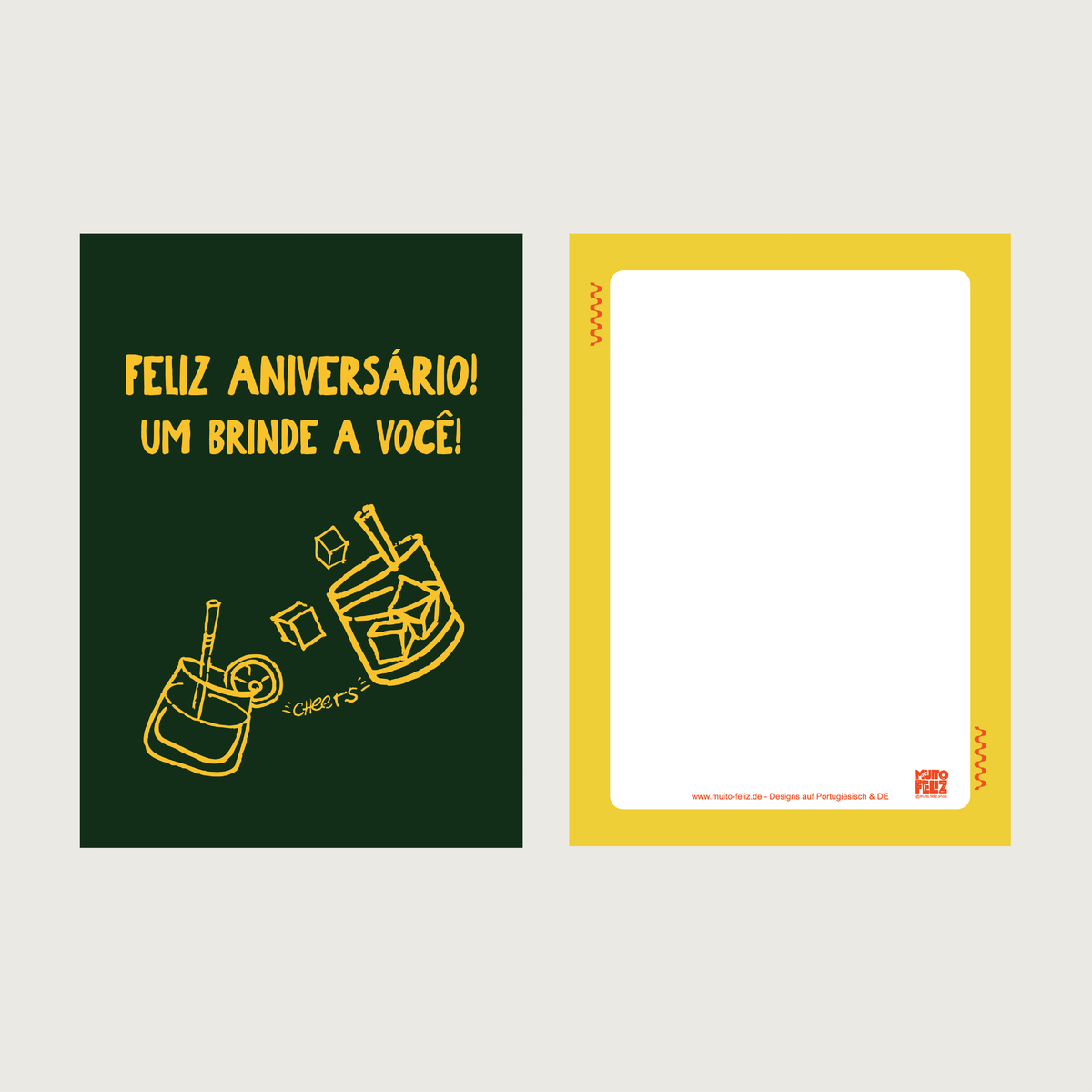 4er-Set Postkarte PT "Feliz aniversário" Green - A6
