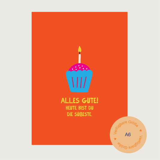 4er-Set Postkarte DE "BDay Orange" A6