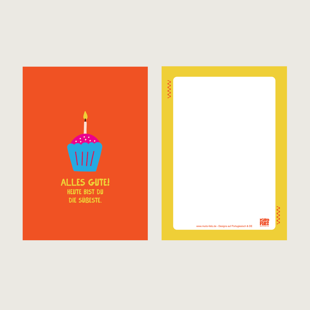 1x Postkarte DE "BDay Orange" A6