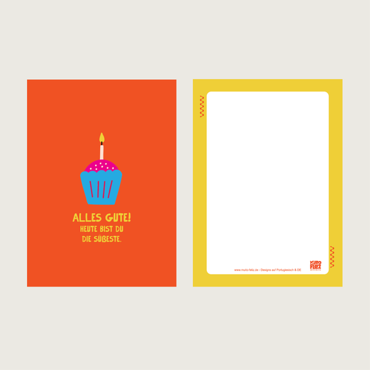 1x Postkarte DE "BDay Orange" A6