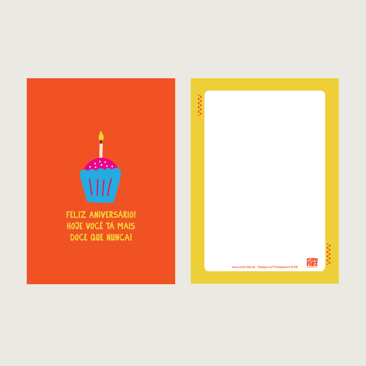 1x Postkarte PT "Feliz aniversário" Orange - A6