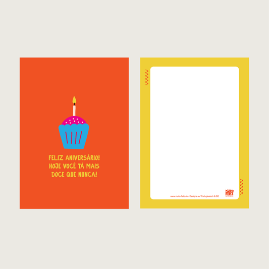 1x Postkarte PT "Feliz aniversário" Orange - A6