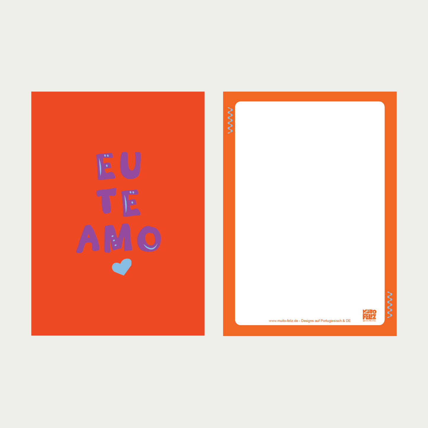 1x Postkarte PT "Eu te amo" A5, orange