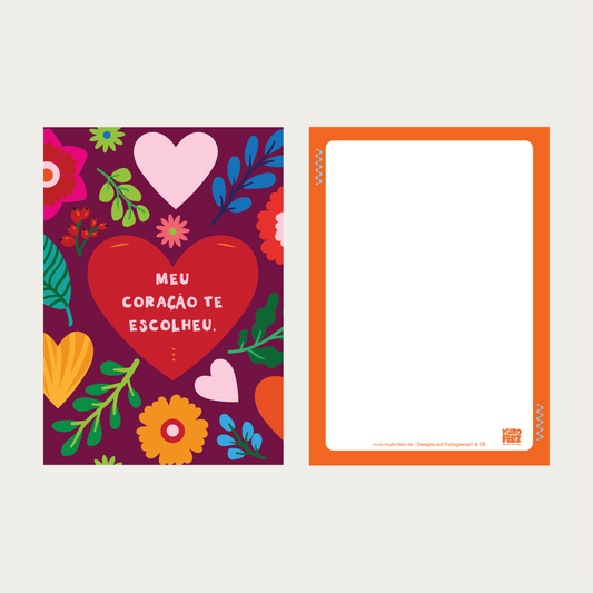 1x Postkarte PT "Meu coração te escolheu" A5