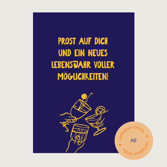 4er-Set Postkarte DE "BDay Blue" A6