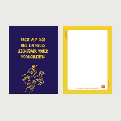 4er-Set Postkarte DE "BDay Blue" A6