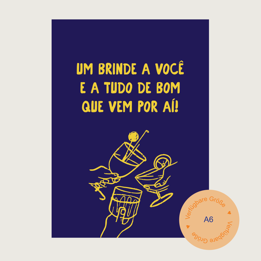 4er-Set Postkarte PT "Feliz aniversário" Blue - A6