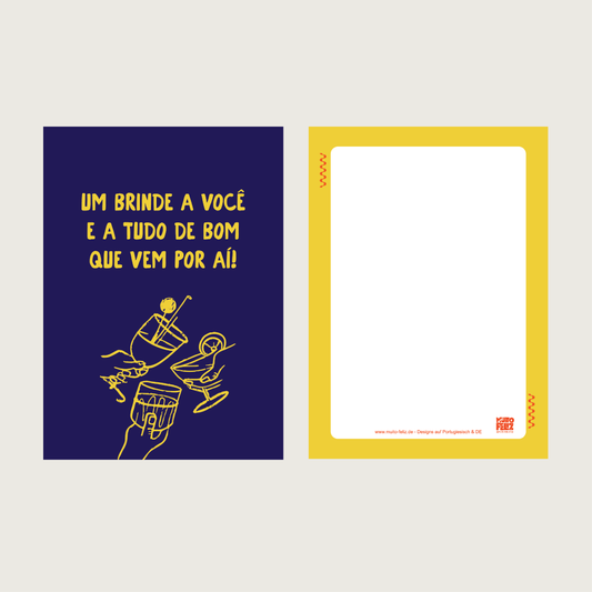 1x Postkarte PT "Feliz aniversário" Blue - A6