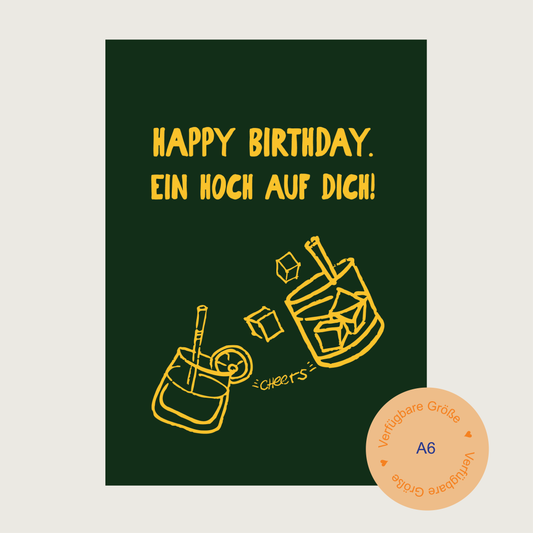 4er-Set Postkarte DE "BDay Green" A6