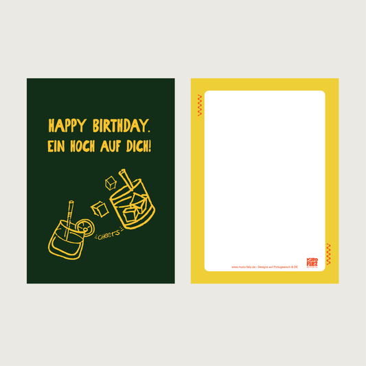 1x Postkarte DE "BDay Green" A6