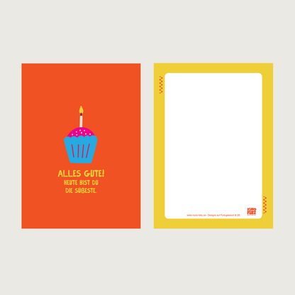 1x Postkarte DE "BDay Orange" A6