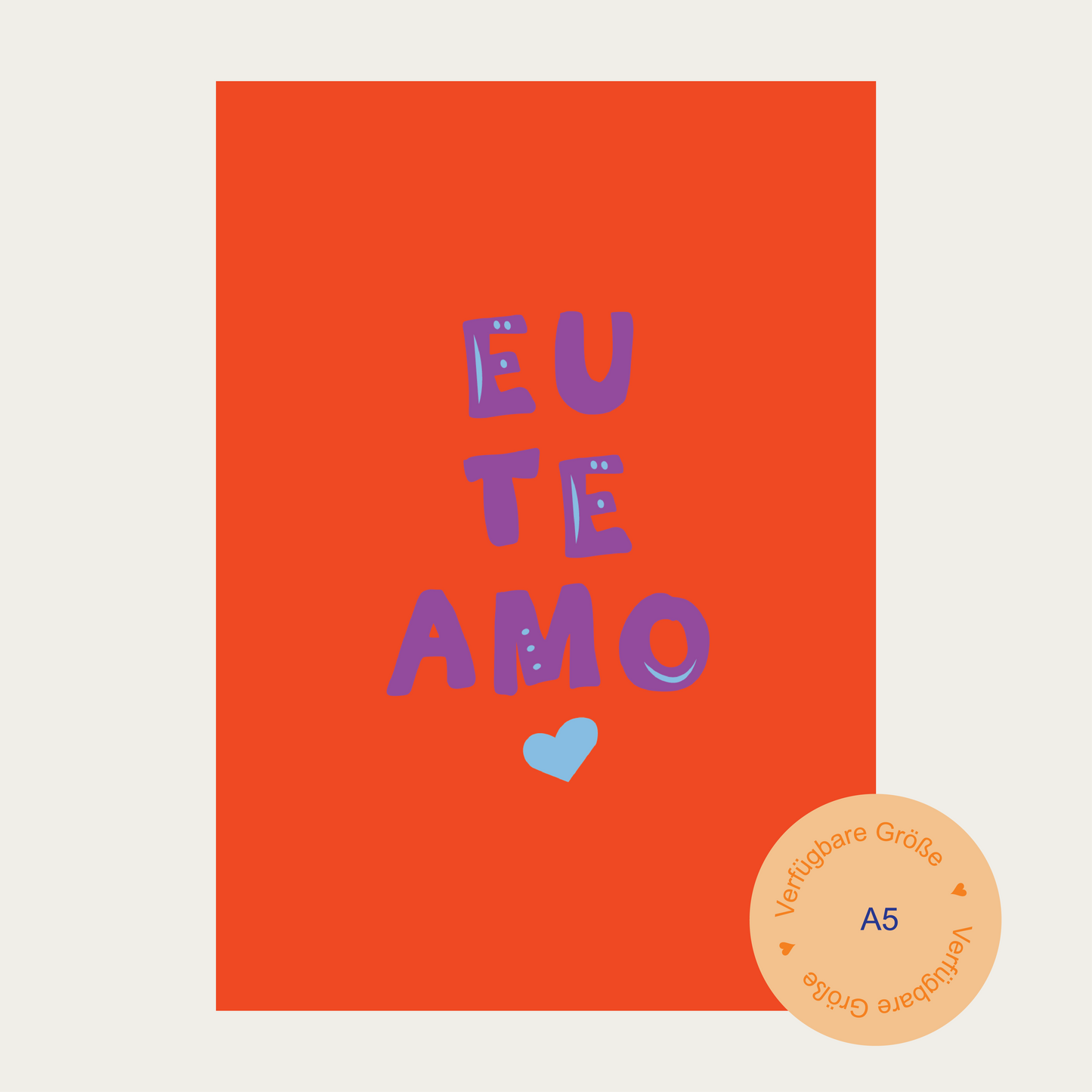 1x Postkarte PT "Eu te amo" A5, orange