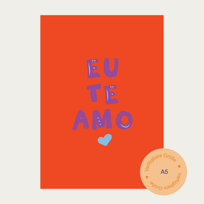 1x Postkarte PT "Eu te amo" A5, orange