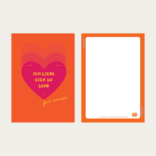 1x Postkarte DE "Ich liebe dich so sehr" A5, orange