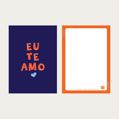 1x Postkarte PT "Eu te amo" A5, blau