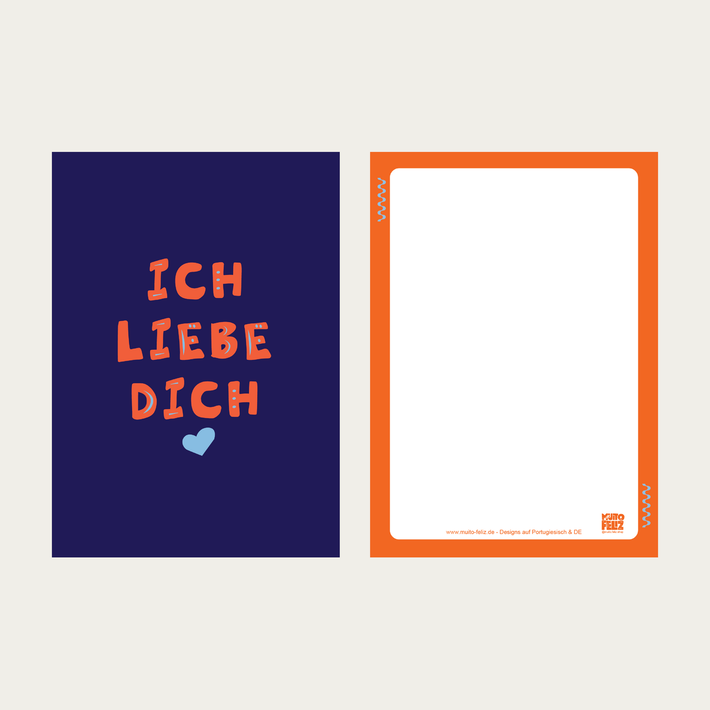 1x Postkarte DE "Ich liebe dich" A5, blau