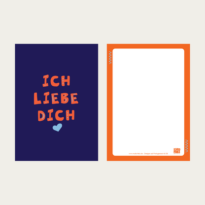 1x Postkarte DE "Ich liebe dich" A5, blau
