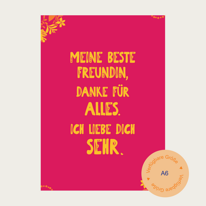 1x Postkarte DE "Beste Freundin" A6