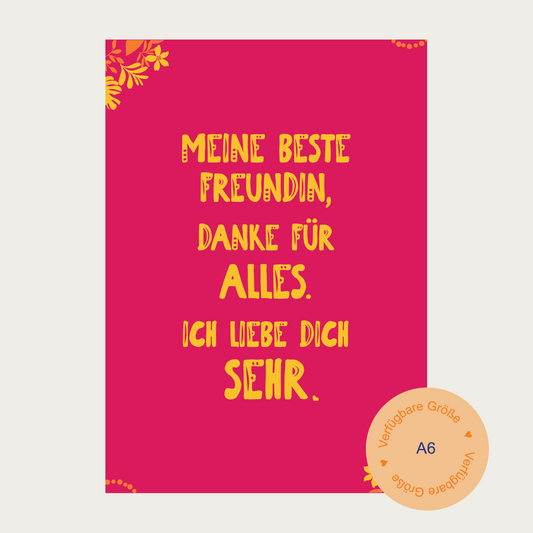 1x Postkarte DE "Beste Freundin" A6
