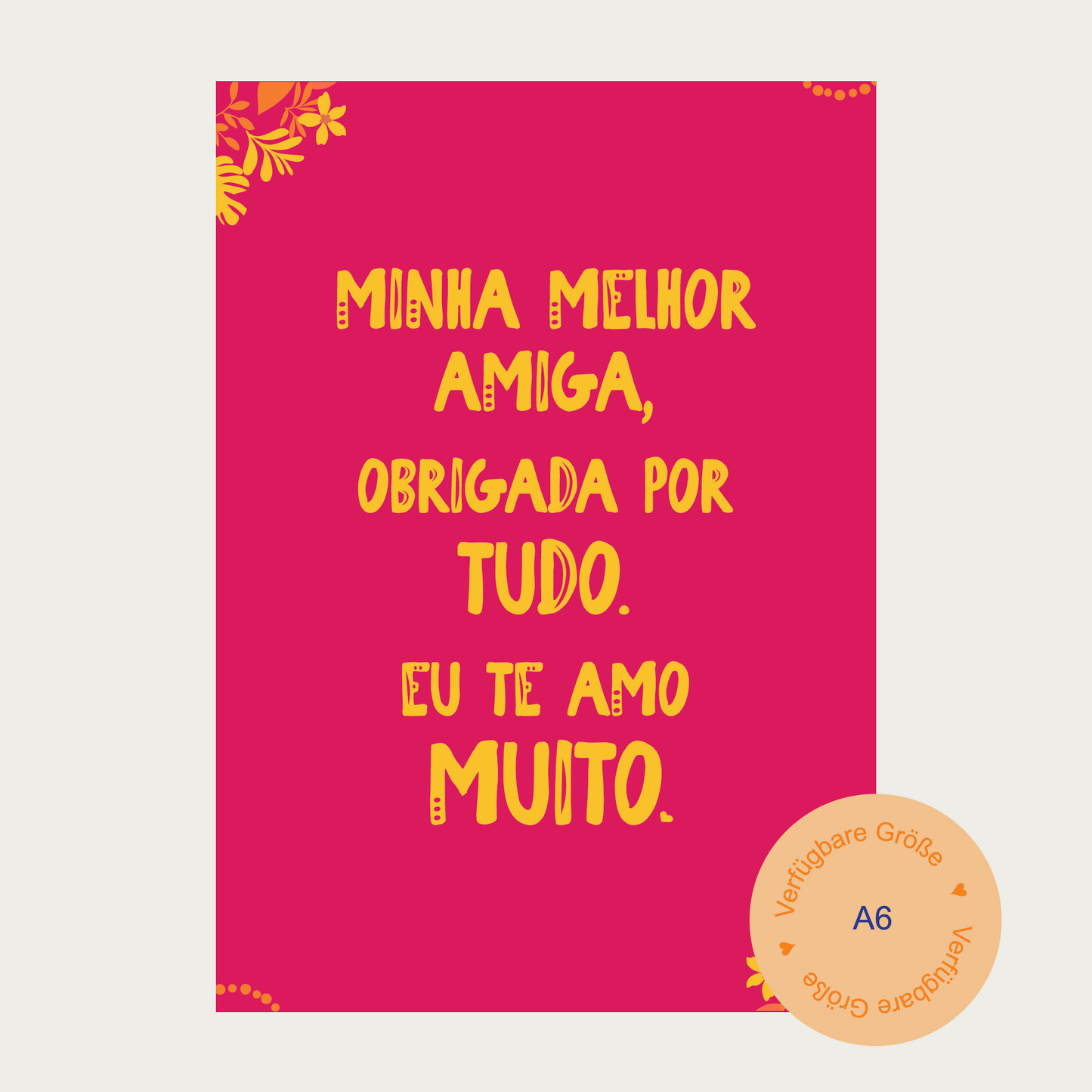 1x Postkarte PT "Melhor Amiga" A6